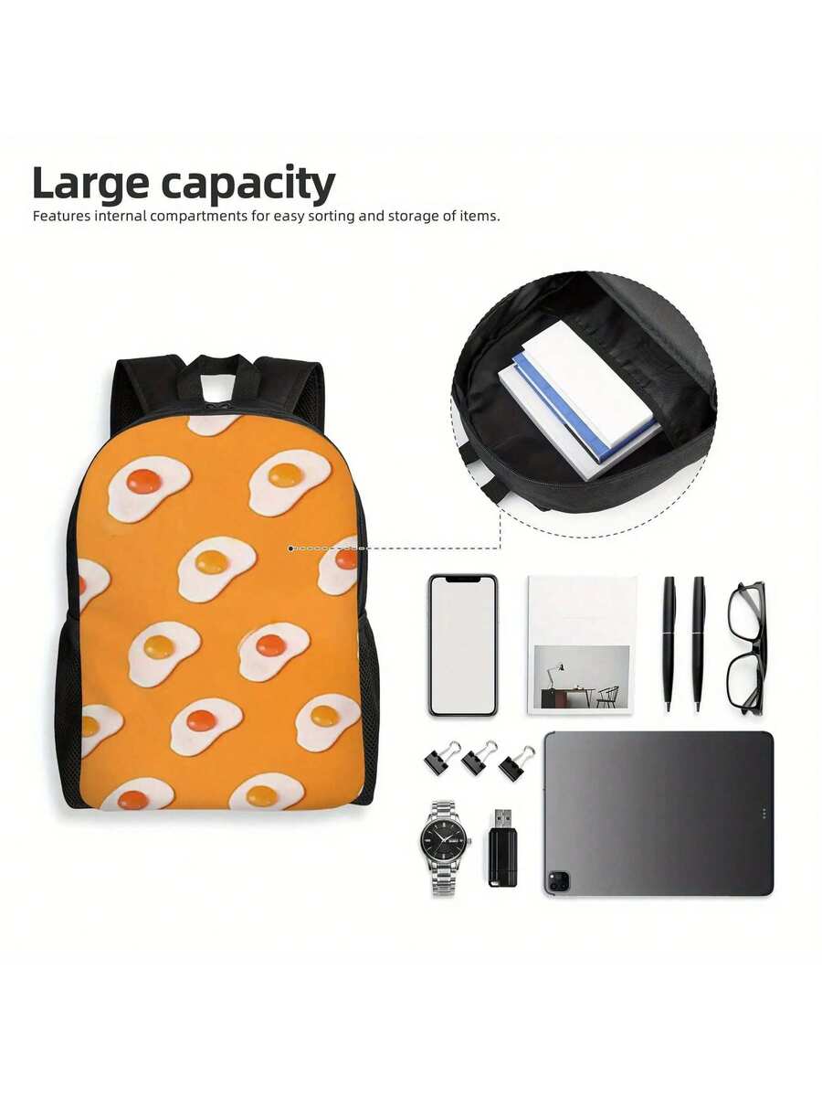 Embroidery Egg - Harajuku Style Fried Eggs Orange Backpack