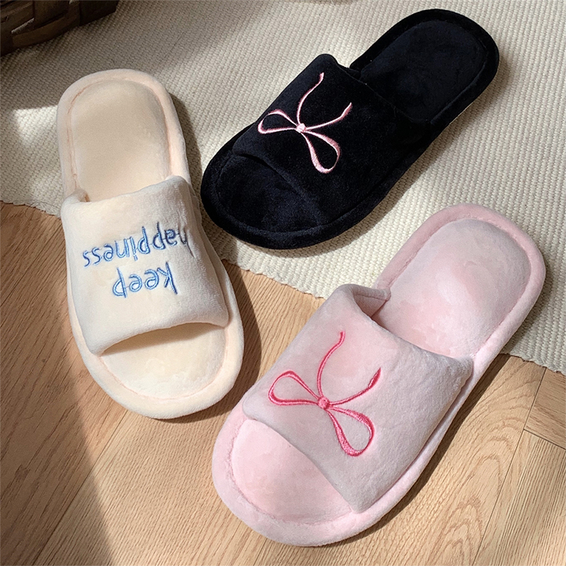 Embroidery Cotton - XIXITIAO Women's Home Slippers New Bow