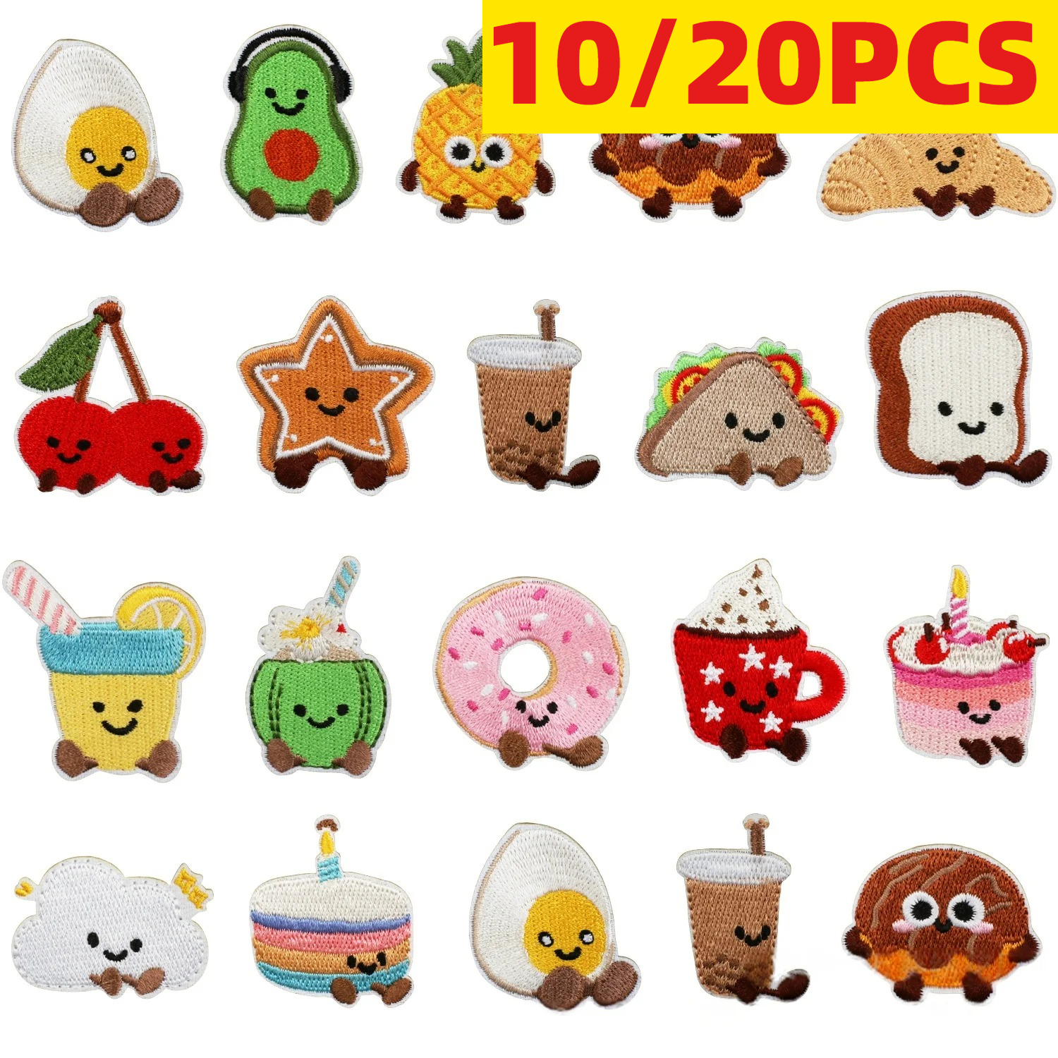 Embroidery Egg - 10/20Pcs Cute Dessert Embroidery Cloth Sticker