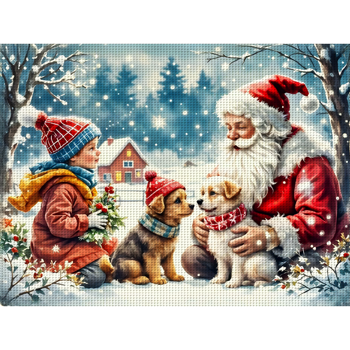 Embroidery Xmas - 1 set of 30x40cm-11.8x15.7Inch/40x50cm-15.7x19.7Inch DIY cross-stitch