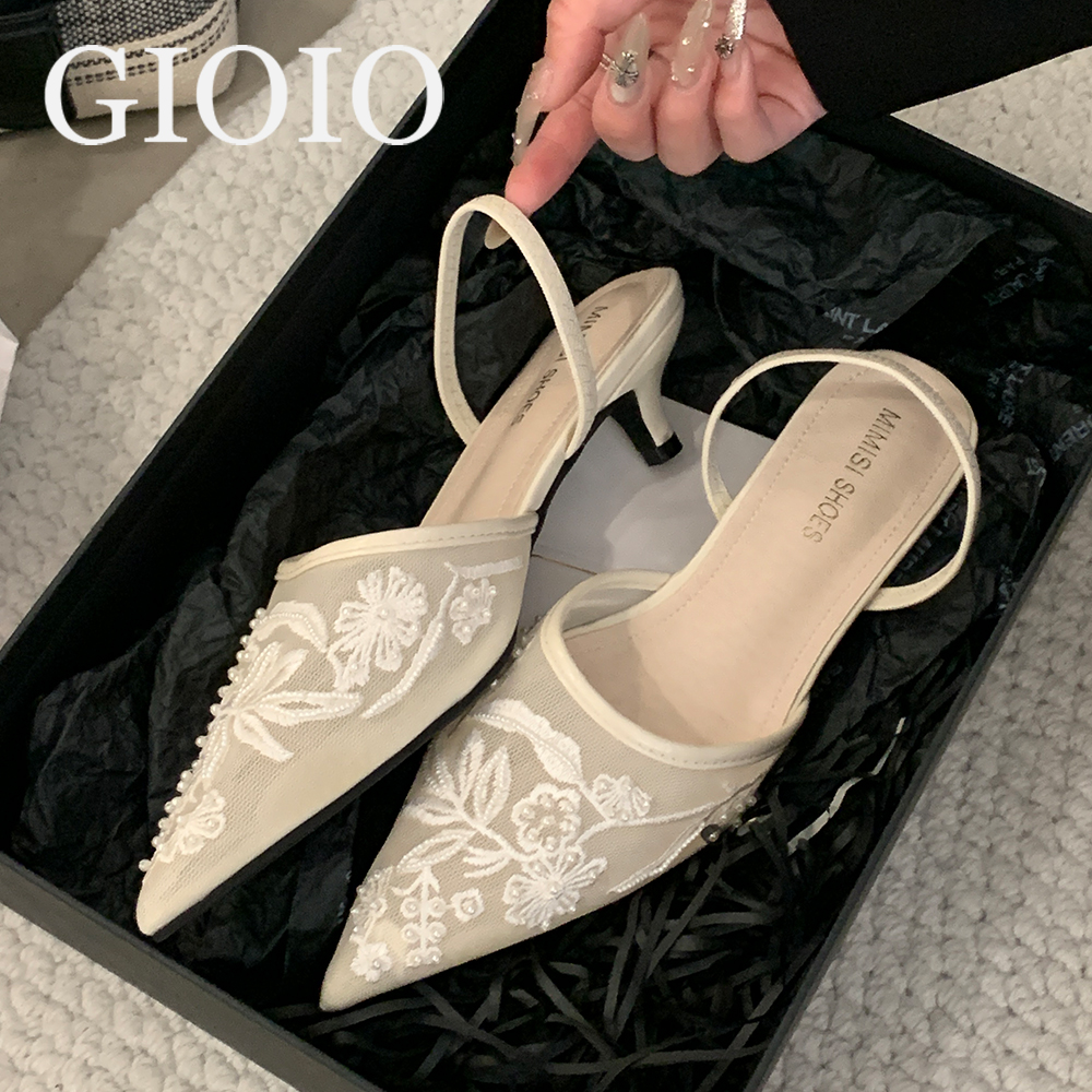 Embroidery Design - Brand Designer White Women Pumps Mesh