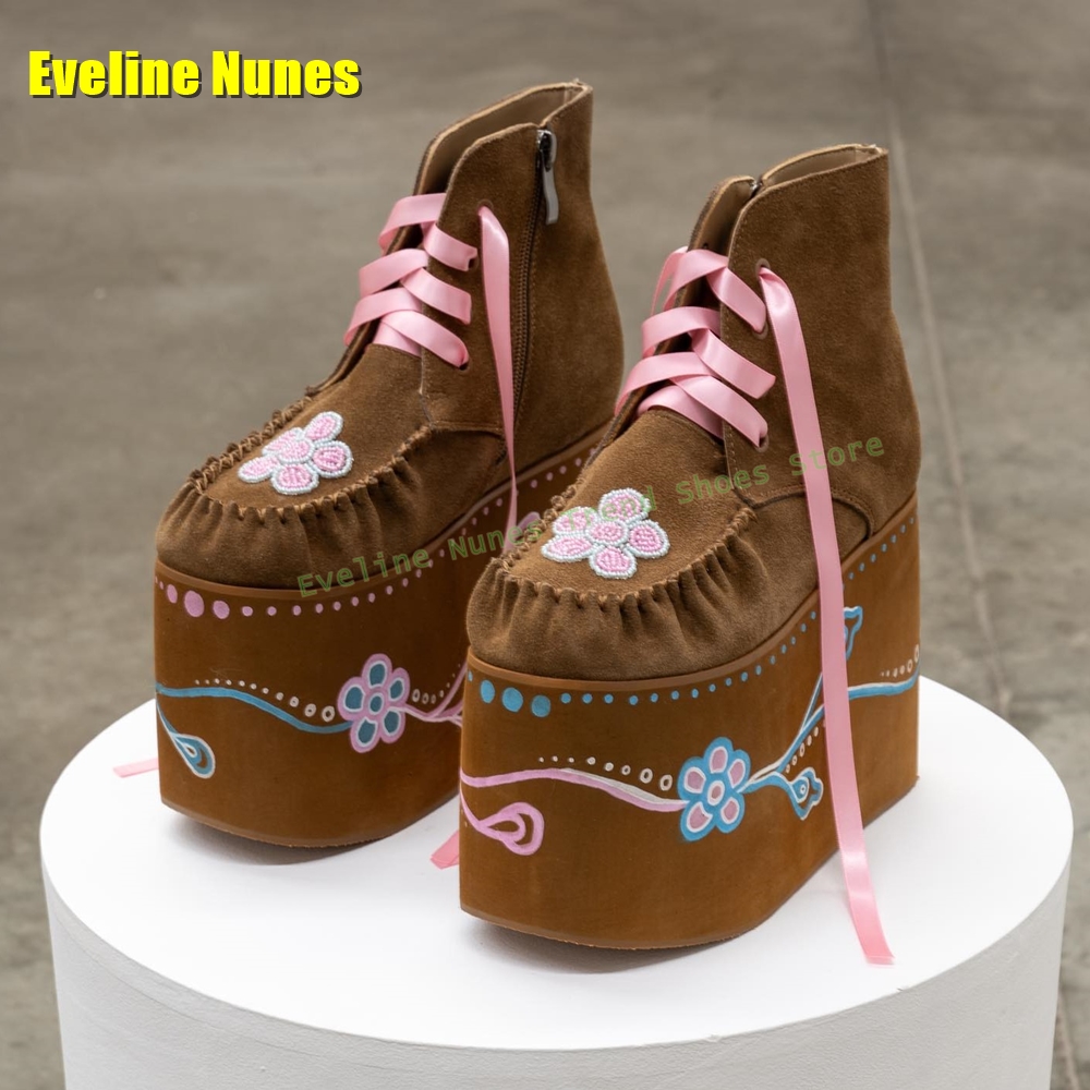 Brown Flower Embroidery Platfo – обзор и цена Embroidery Flower