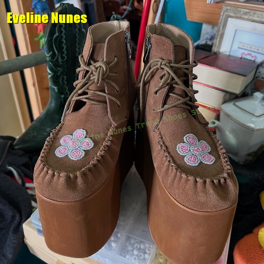 Brown Flower Embroidery Platfo – обзор и цена Embroidery Flower