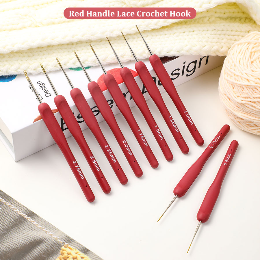 10pcs Red Crochet Set Kit Sili – обзор и цена Embroidery Needles
