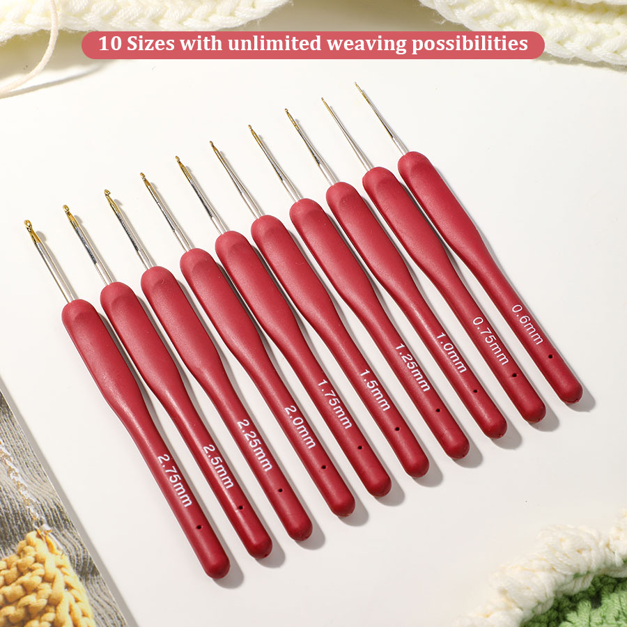 10pcs Red Crochet Set Kit Sili – обзор и цена Embroidery Needles