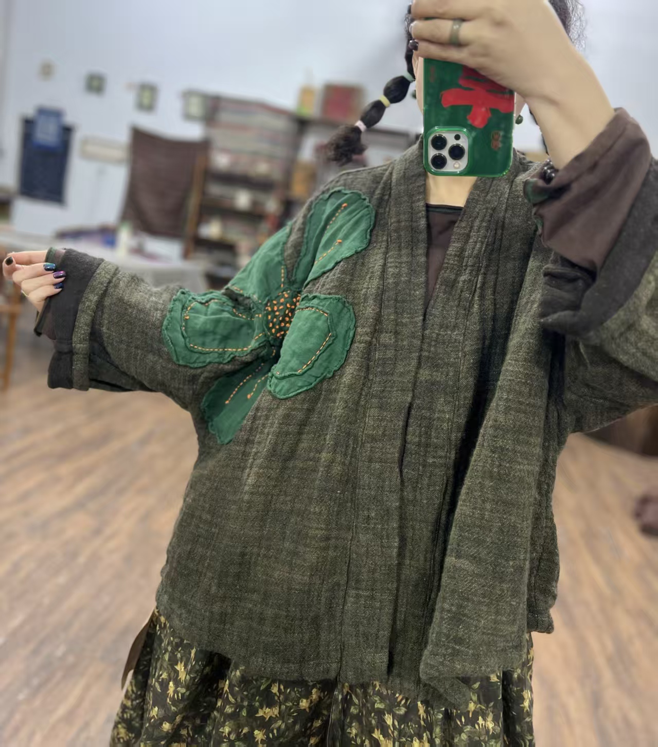 Handmade Linen Open Cardigan W – обзор и цена Embroidery Patch