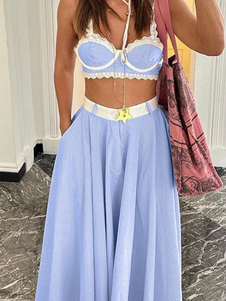 Summer New Halter Crop Tops&Lo – обзор и цена Embroidery Simple
