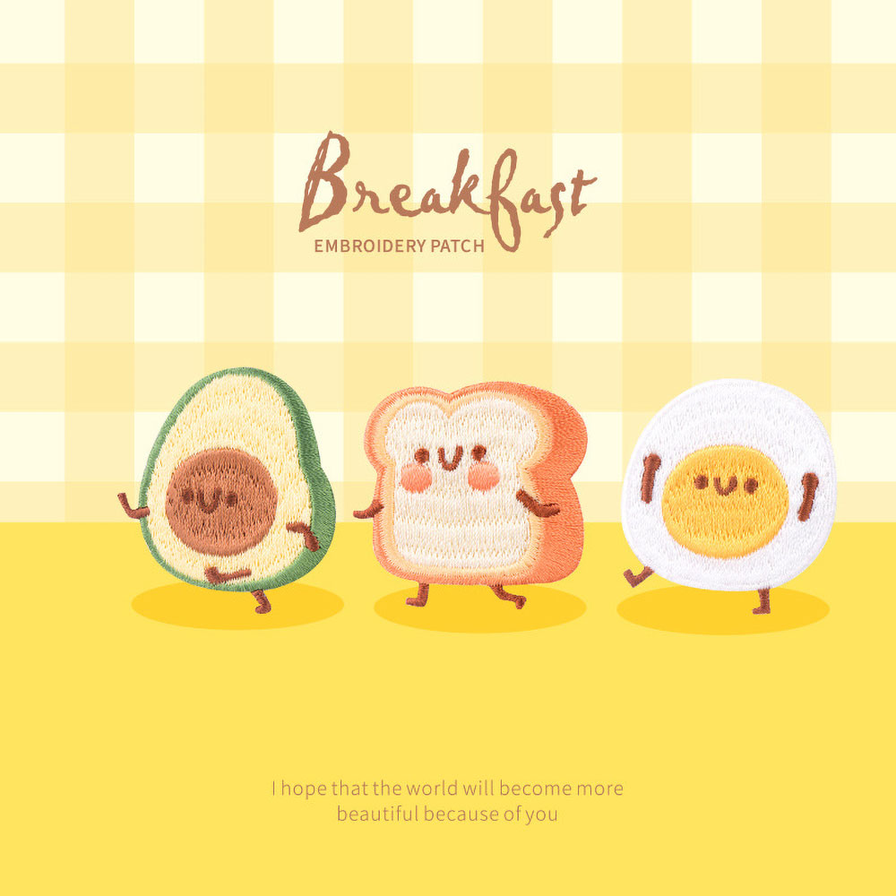 1 Piece Cute Breakfast Patch,  – обзор и цена Embroidery Egg