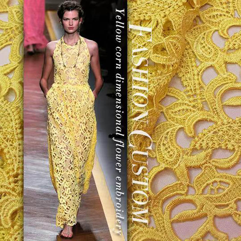 high-end lace cloth yellow ste – обзор и цена Embroidery Yellow Dress