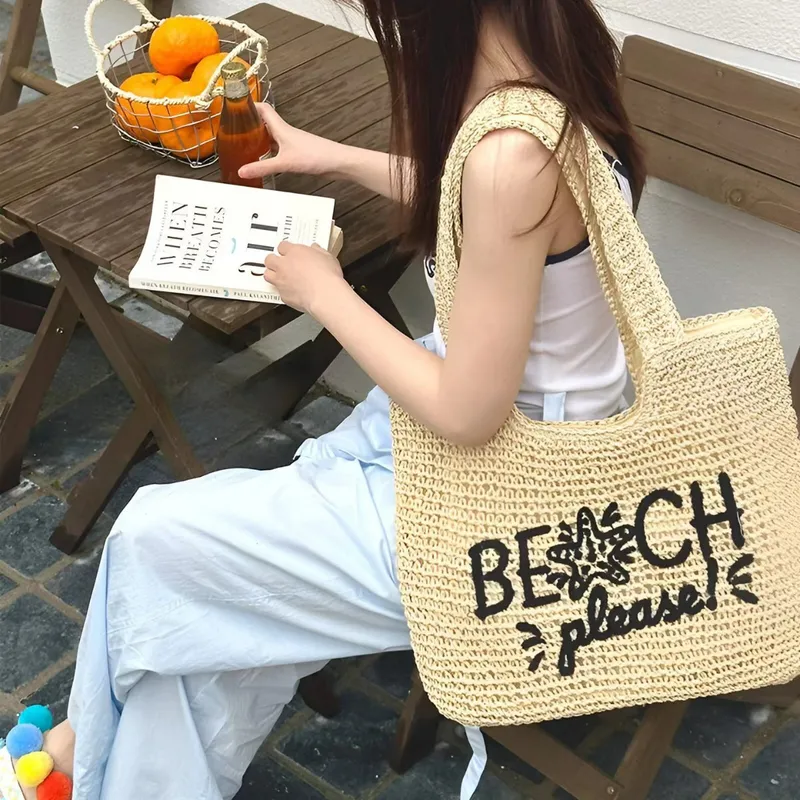 Women's handwoven straw tote b – обзор и цена Embroidery Design