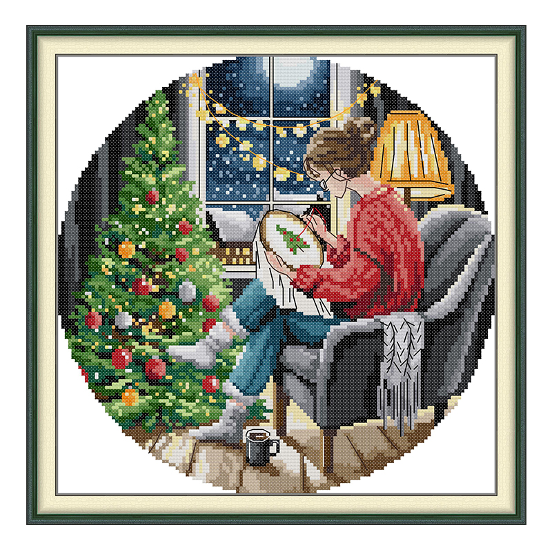 The Christmas Tree and Girl Pa – обзор и цена Embroidery Xmas