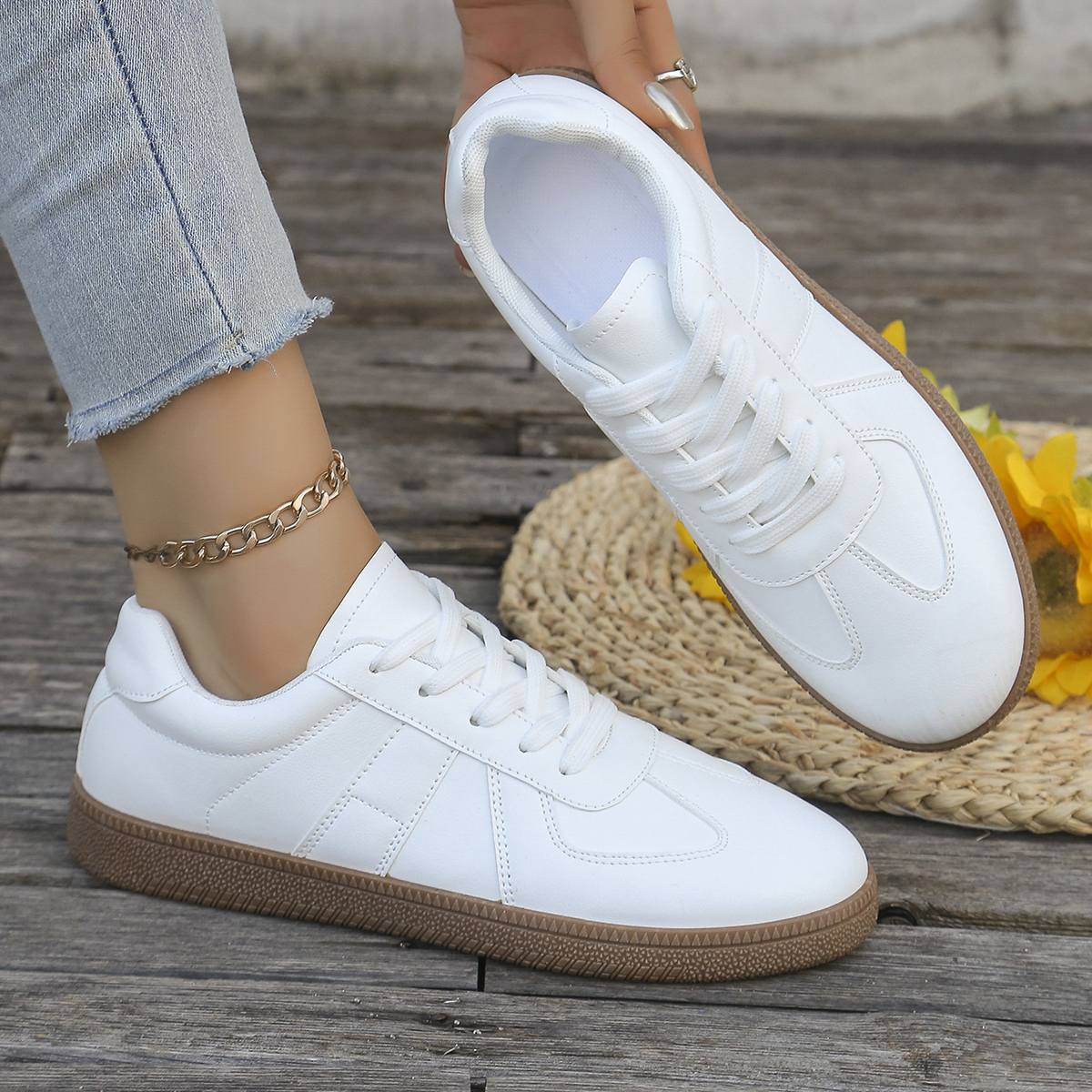 Ladies' casual white sports sh – обзор и цена Embroidery Cotton
