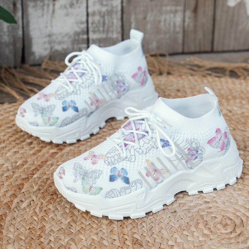 Women Butterfly Print Mesh Sne – обзор и цена Embroidery Cotton