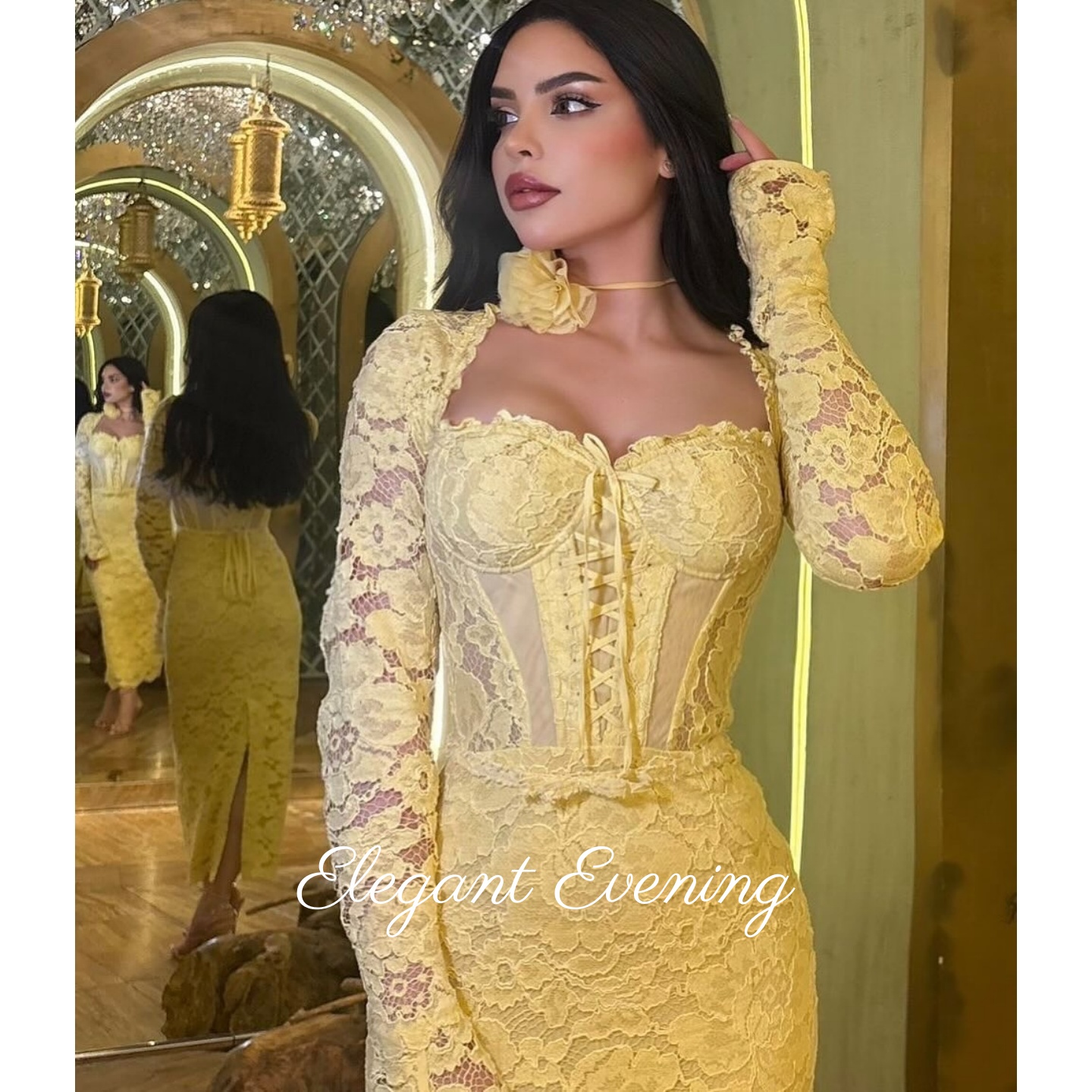 Yellow Lace Prom Dress Mermaid – обзор и цена Embroidery Yellow Dress