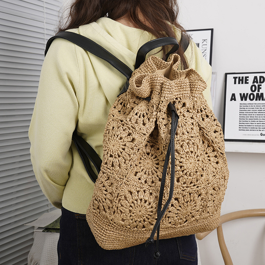 Straw Drawstring Backpack Summ – обзор и цена Embroidery Bali