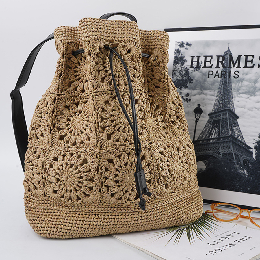 Straw Drawstring Backpack Summ – обзор и цена Embroidery Bali