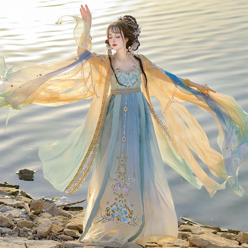 Chinese Hanfu Dress Women Trad – обзор и цена Embroidery Yellow Dress